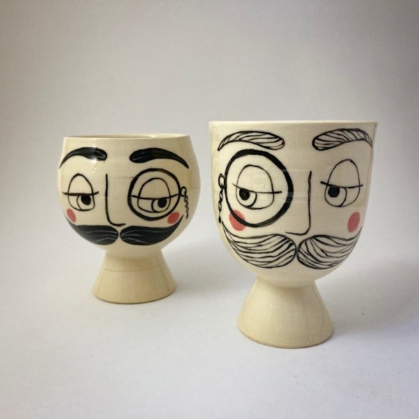 Monocle Men Face Vases